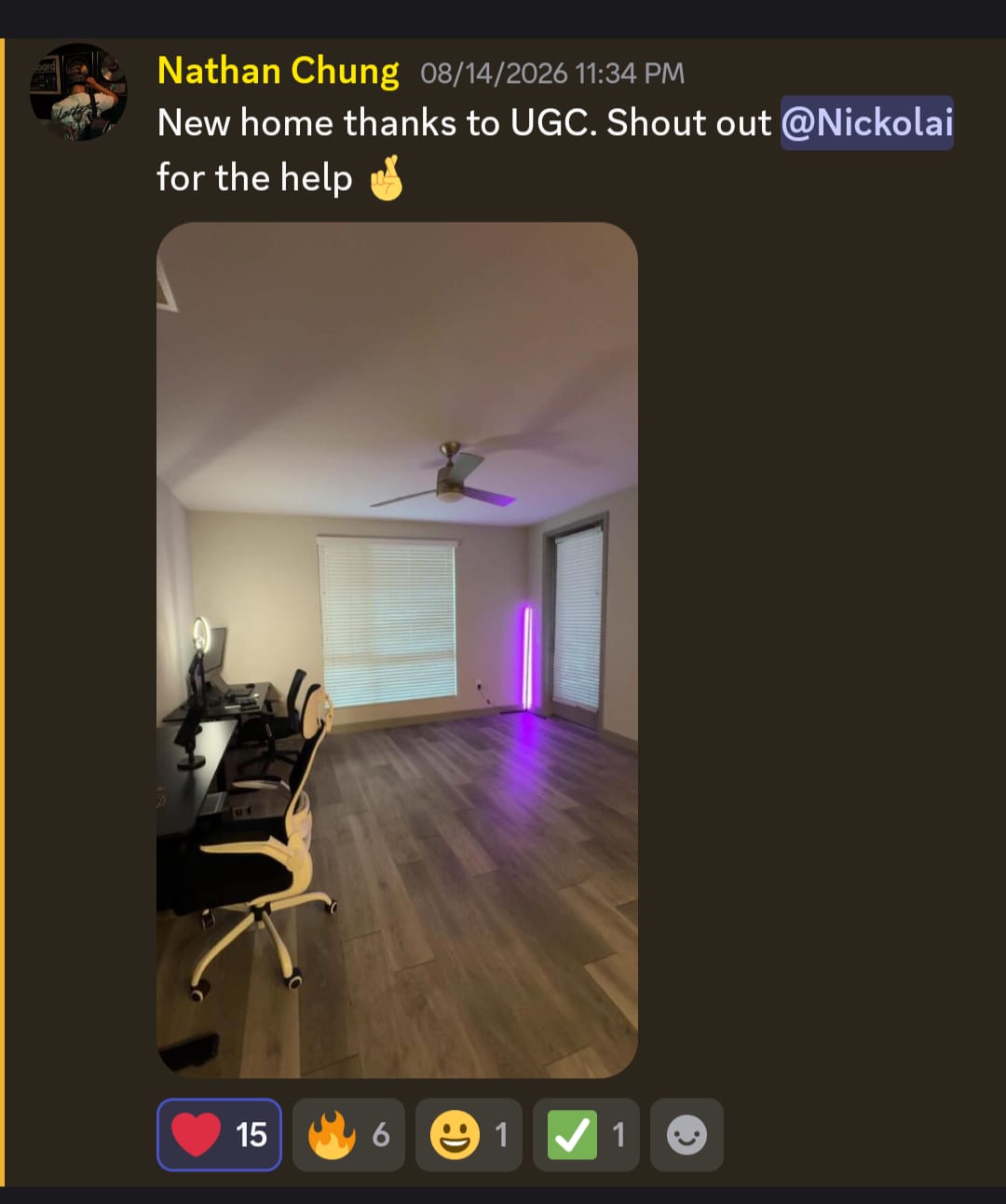 Nathan Chung: new home thanks to UGC