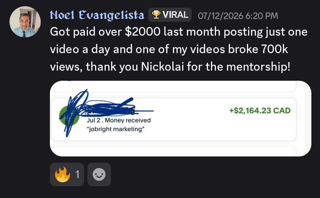 Noel Evangelista: paid over $2,000 last month, video broke 700k views
